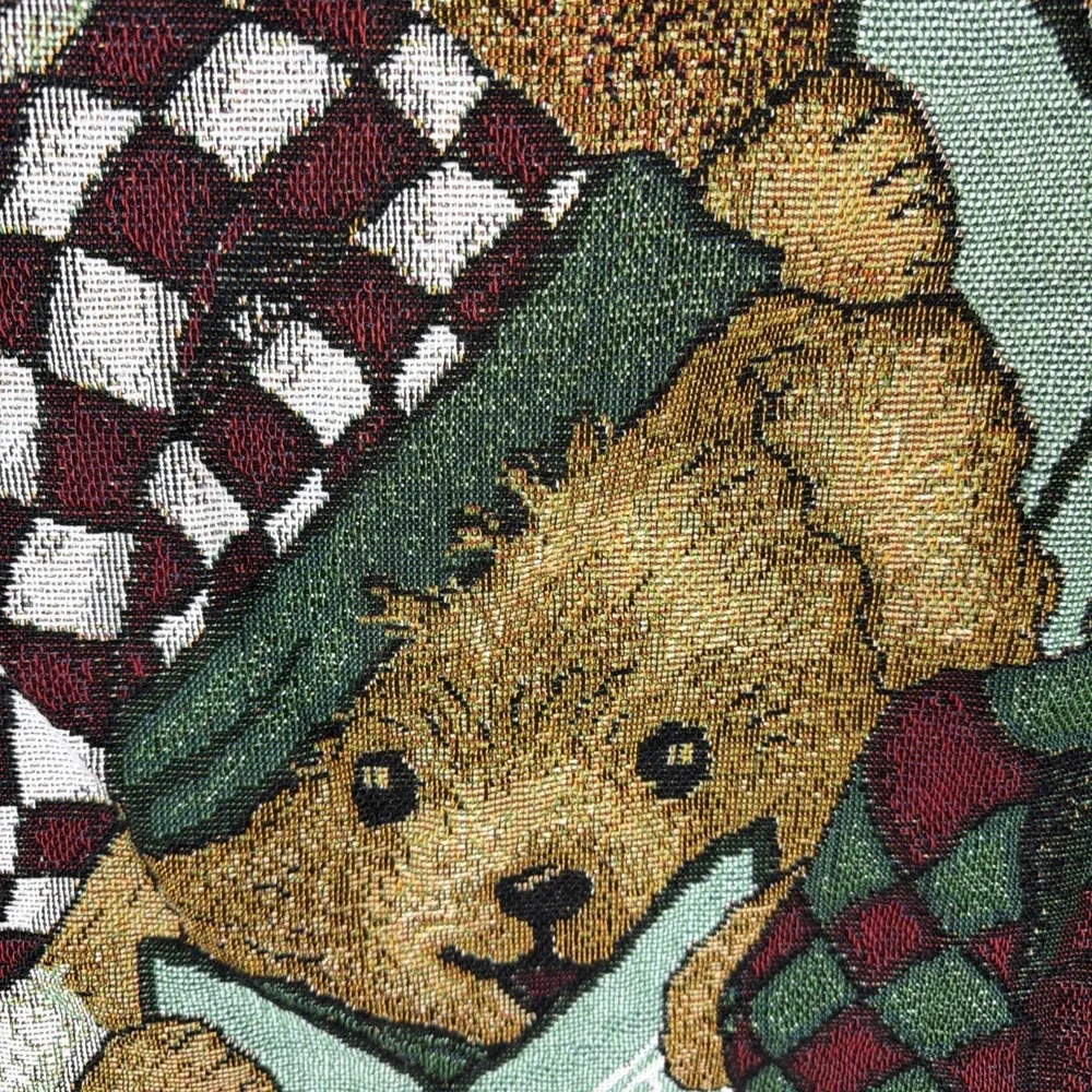Christmas Teddy Bear Carolers Woven Tapestry Throw Blanket Holiday Afghan 50x60